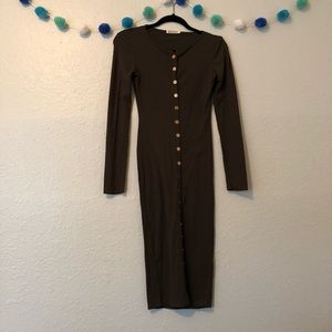 Hearts&Hips Green Buttoned Dress